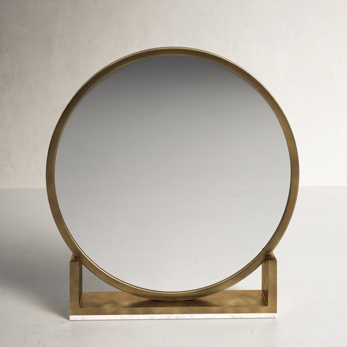 Birch Lane™ Marble Round Floor Mirror | Wayfair